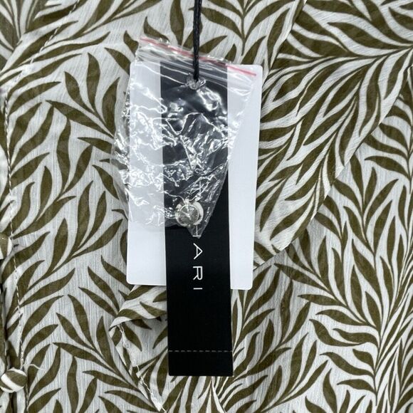 T Tahari Blouse Tops Womens Large Multicolor Tropical Print Long Sleeve Collared - Picture 4 of 14